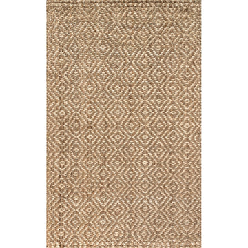 Hira Hand Woven Diamond Chunky Jute Area Rug